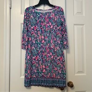 Lilly Pulitzer UPF 50 Sophie Dress Low Tide Navy Jewely Jewels Print Size Small